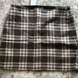 J. Crew Brown and Pink A-Line Wool Mini Skirt Size 10 NWT